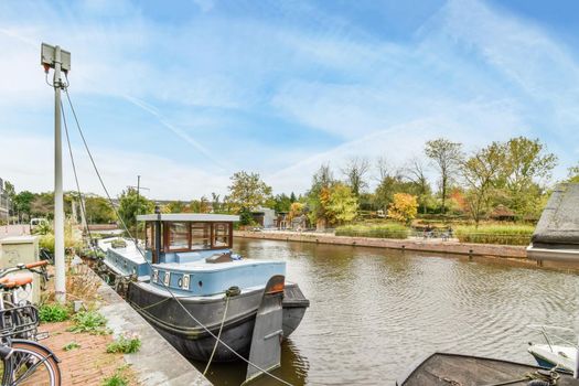 Residential area in countryside by the river