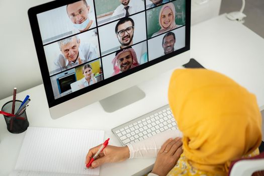 Middle Eastern businesswoman having the online conference