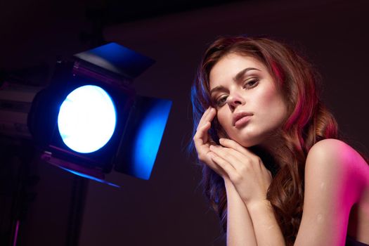 beautiful woman attractive look model photography studio spotlight model lifestyle. High quality photo