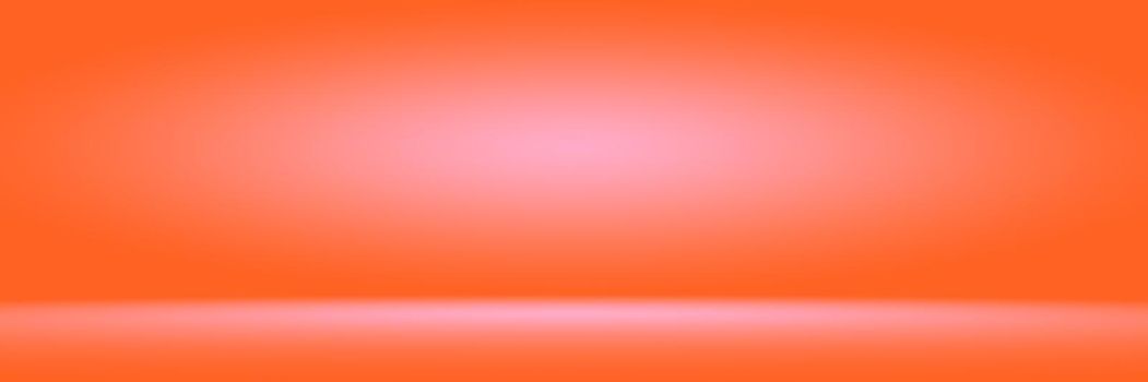 Orange photographic studio background vertical with soft vignette. Soft gradient background. Painted canvas studio backdrop