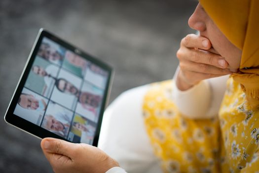 Middle Eastern businesswoman having the online conference