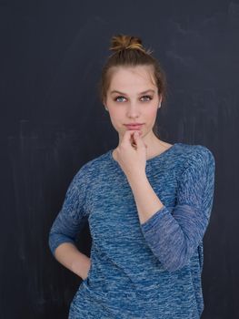 portrait of Beautiful young woman isolated on grey background