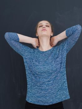 portrait of Beautiful young woman isolated on grey background