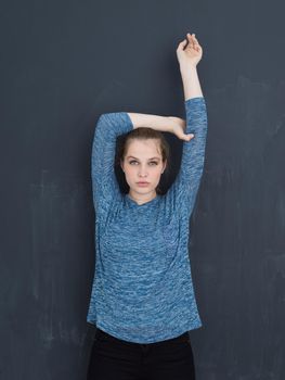 portrait of Beautiful young woman isolated on grey background