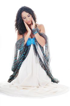 beautiful young woman in elegant fashionalble wedding dress
