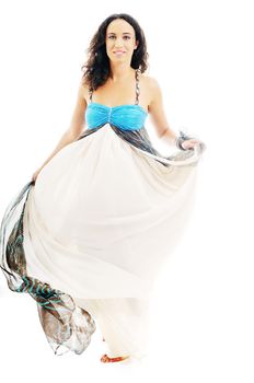 beautiful young woman in elegant fashionalble wedding dress