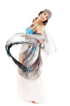 beautiful young woman in elegant fashionalble wedding dress