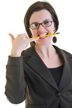 young business woman portrait isolated on white