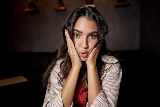 woman in cafe laptop communication internet lifestyle. High quality photo