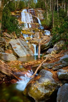 Cove Creek Falls in Brevard North Carolina, USA.