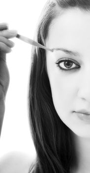 young girl cosmetic beauty isolated eye brow tweezer treatment