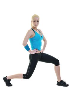 fitness and exercise with blonde woman  isolated on white representing diet and weight loss concept