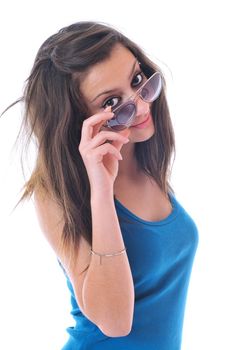 young woman finger hand SUNGLASSES