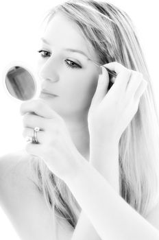 young girl cosmetic beauty isolated eye brow tweezer treatment