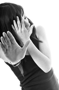 woman violence cover face fight fear