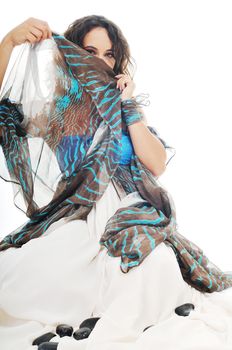 beautiful young woman in elegant fashionalble wedding dress
