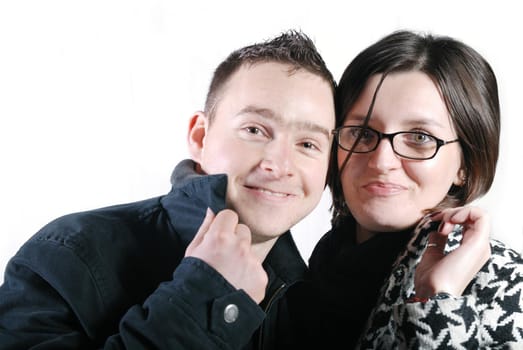 woman and man isolated on white background