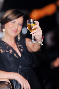 happy young woman lady have fun and party at city nightlife