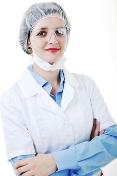 isolated adult woman nurse portrait with stethoscope