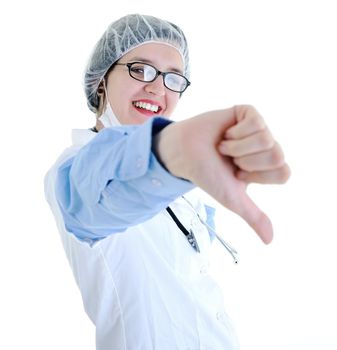 isolated adult woman nurse portrait with stethoscope