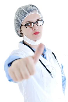 isolated adult woman nurse portrait with stethoscope