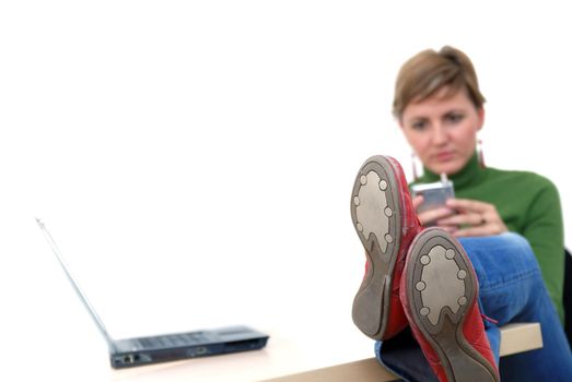 busiensswoman relaxing in office