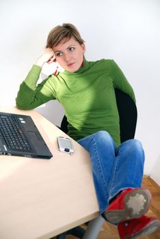 busiensswoman relaxing in office