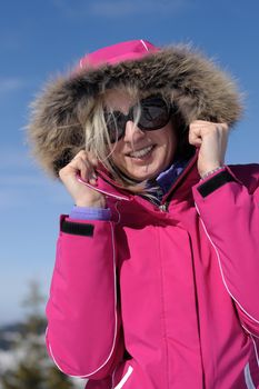 winter woman ski sport fun travel snow