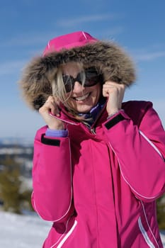 winter woman ski sport fun travel snow