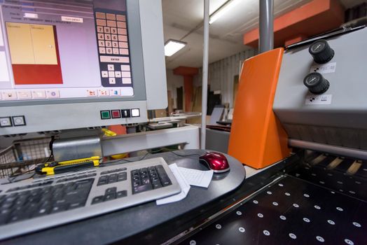 CNC wood cutting machine in big modern factory for the production of wooden furniture