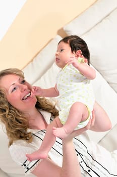 young mother and baby relaxing 