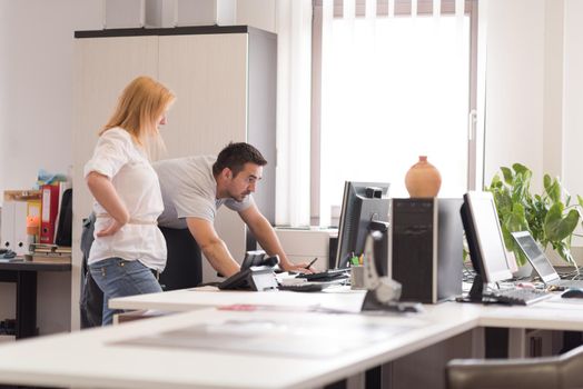 young designers in the creative office at the wooden furniture manufacture