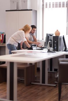 young designers in the creative office at the wooden furniture manufacture