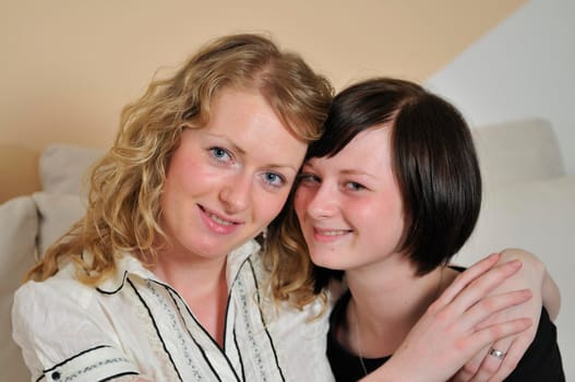 young blonde and brunette  woman portrait