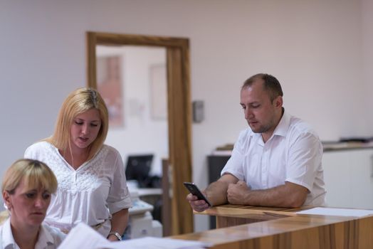 young designers in the creative office at the wooden furniture manufacture