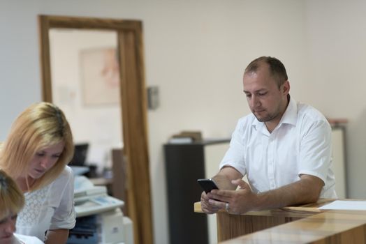 young designers in the creative office at the wooden furniture manufacture