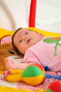 cute little baby indoor closeup portrait