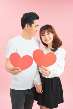 couple on valentine asian man and woman isolated
