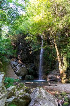 Waterfall in Pelion forest at Greece