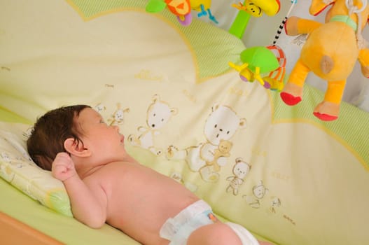 cute little baby indoor closeup portrait