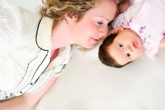 young mother and baby relaxing 