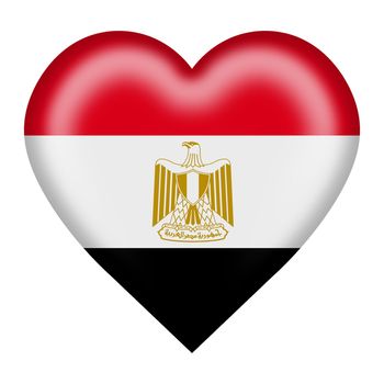 An Egypt flag heart button isolated on white with clipping path 3d illustration