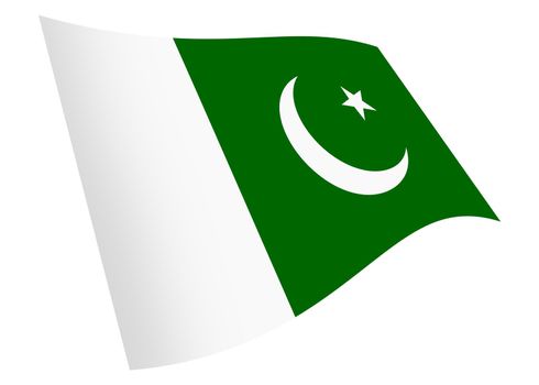 A Pakistan waving flag graphic isolated on white with clipping path 3d illustration