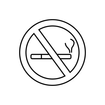 no smoking, healthcare, warning line icon. elements of airport, travel illustration icons. signs, symbols can be used for web, logo, mobile app, UI, UX on white background