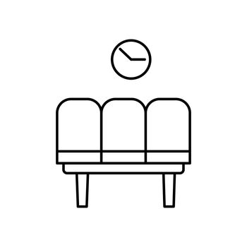 waiting room, time and date, seats line icon. elements of airport, travel illustration icons. signs, symbols can be used for web, logo, mobile app, UI, UX on white background