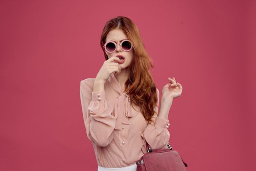 pretty woman sunglasses modern style charm Studio Model. High quality photo