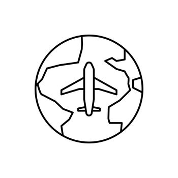 trip, airplane, earth line icon. elements of airport, travel illustration icons. signs, symbols can be used for web, logo, mobile app, UI, UX on white background