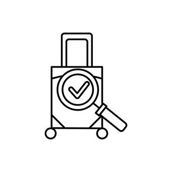 baggage, loupe, checking line icon. elements of airport, travel illustration icons. signs, symbols can be used for web, logo, mobile app, UI, UX on white background