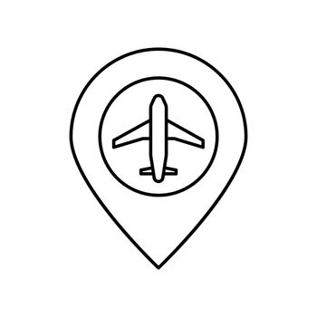 airport, map placeholder, location line icon. elements of airport, travel illustration icons. signs, symbols can be used for web, logo, mobile app, UI, UX on white background