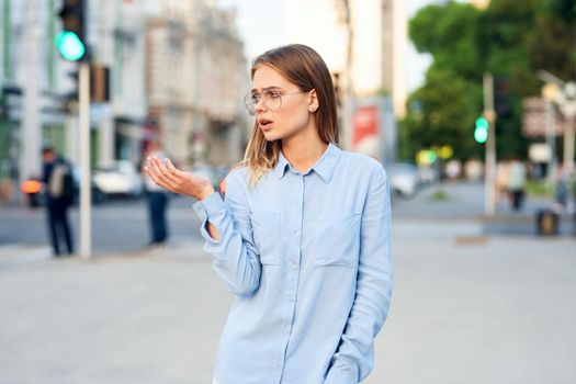 woman outdoors in park city walk leisure. High quality photo